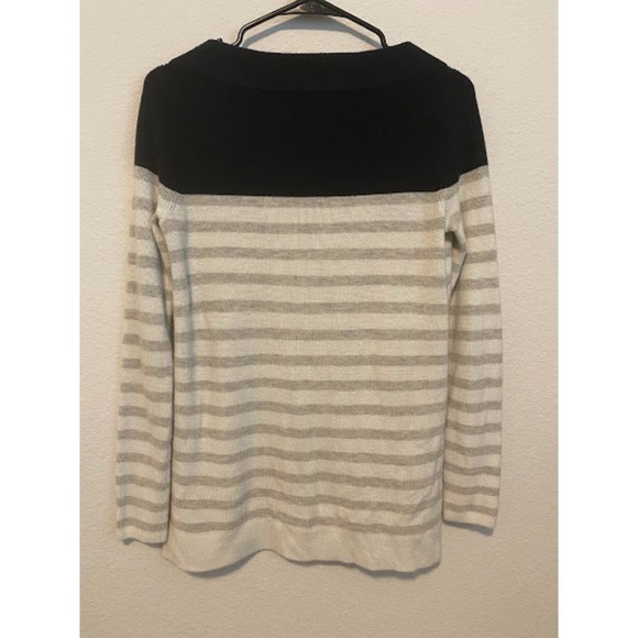 LOFT Striped Color Block Boatneck Sweater Medium - Picture 4 of 8